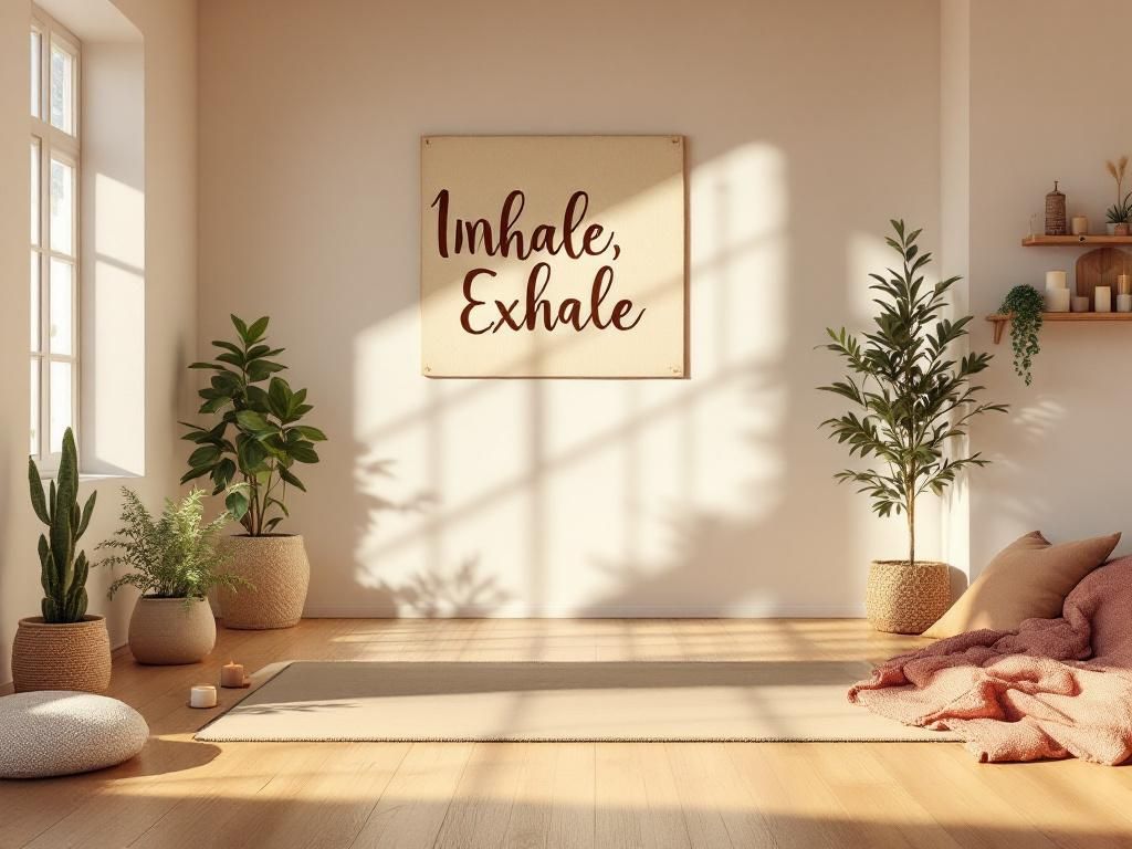Yoga-Raum einrichten: Inspiration- Dekoriere mit inspirierenden Zitaten an der Wand