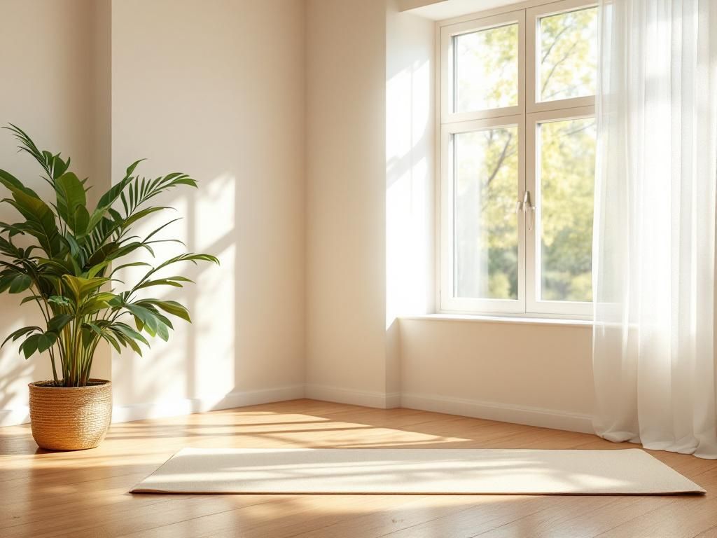 Yoga-Raum einrichten: Inspiration- Positioniere deine Yogamatte im Sonnenlicht