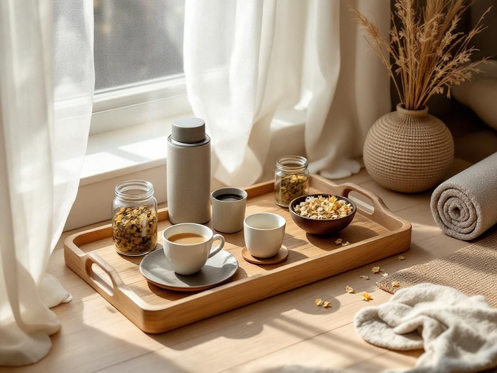 Yoga-Raum einrichten: Inspiration- Richte eine kleine Teestation für Rituale ein