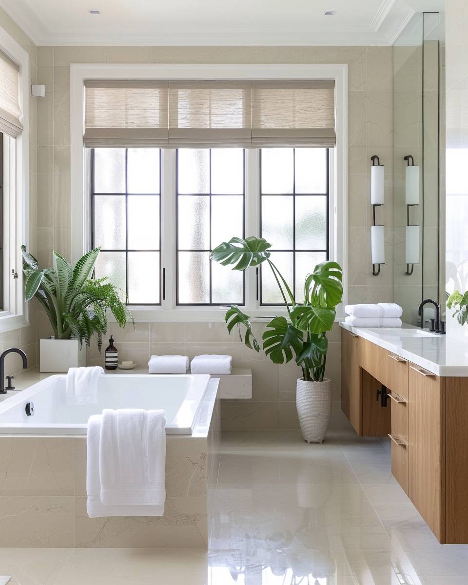 Designer-Badezimmer einrichten- Ergänze Pflanzen für lebendige Frische