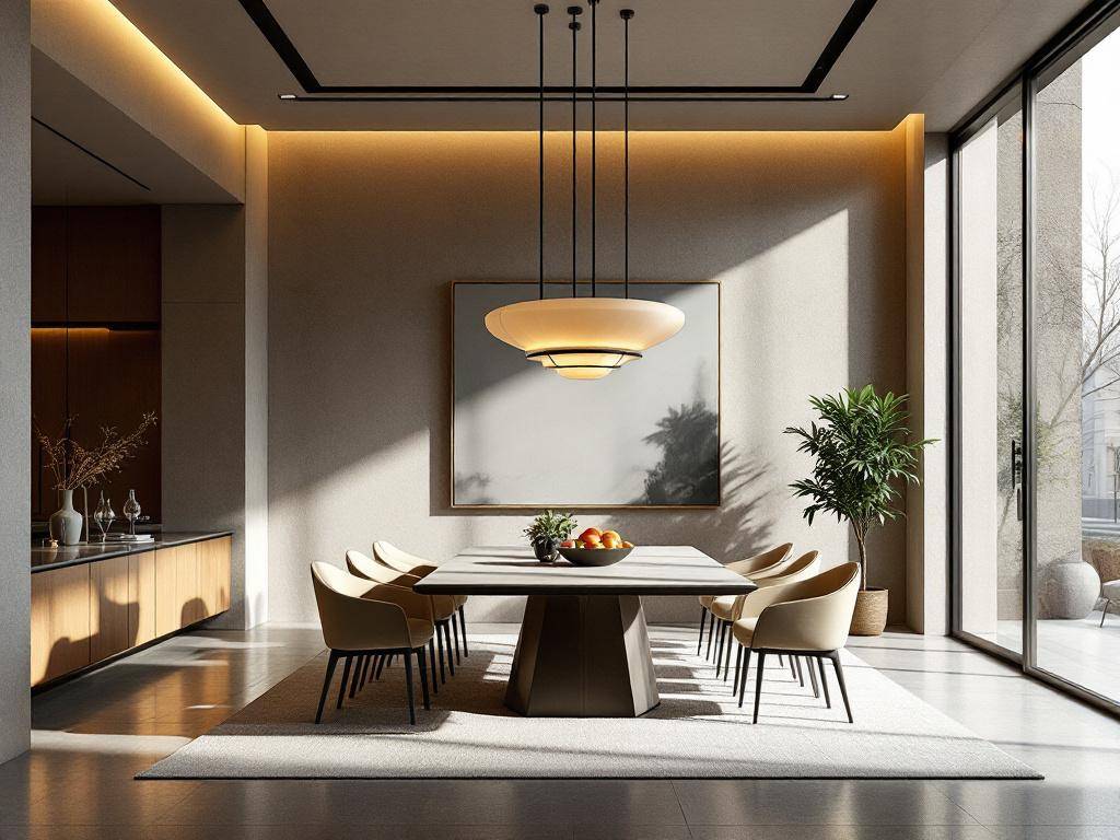 Designer-Esszimmer einrichten-
Spiele mit Licht und Schatten für Tiefe