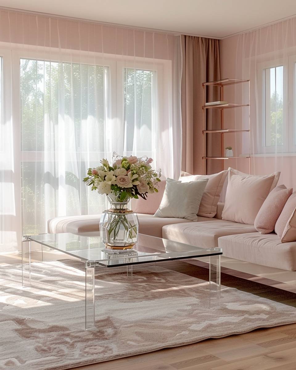 Einrichtungsideen: Welche Farbe passt zu Rosa?- Style Rosa mit transparenten Möbeln