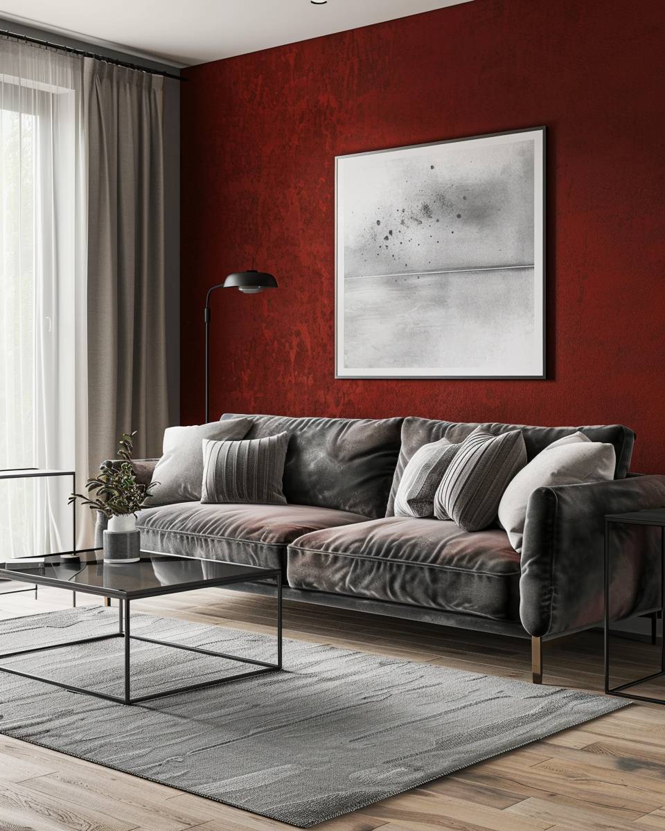Einrichtungsideen: Welche Farbe passt zu Rot?- Setze Grautöne für moderne Eleganz ein