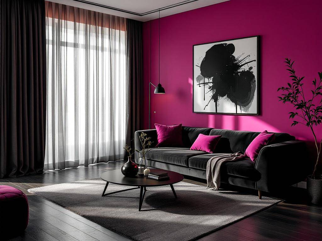 Einrichtungsideen mit der Farbe Fuchsia- Kombiniere Fuchsia mit Schwarz für Tiefe