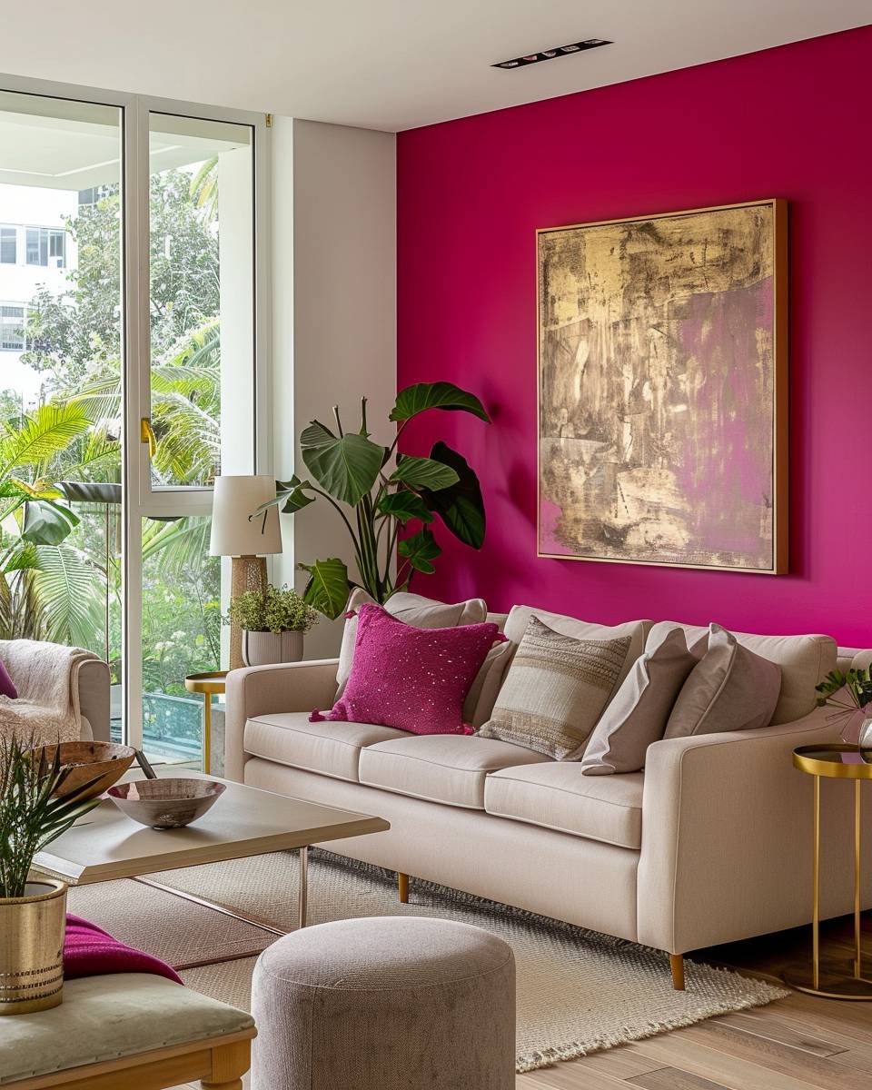 Einrichtungsideen mit der Farbe Fuchsia- Streiche eine Wand fuchsia für Kontrast
