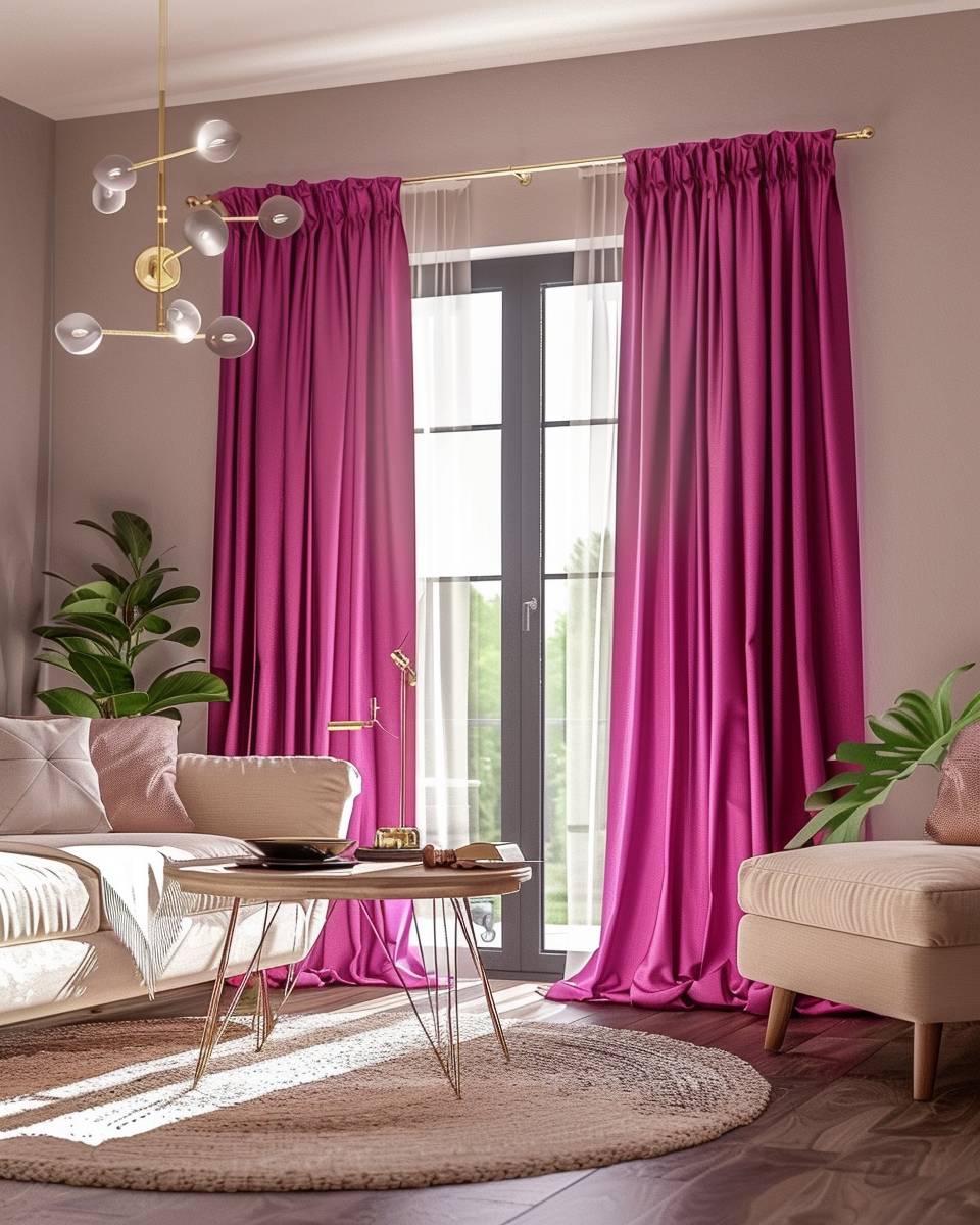 Einrichtungsideen mit der Farbe Fuchsia- Wähle fuchsiafarbene Vorhänge für Eleganz