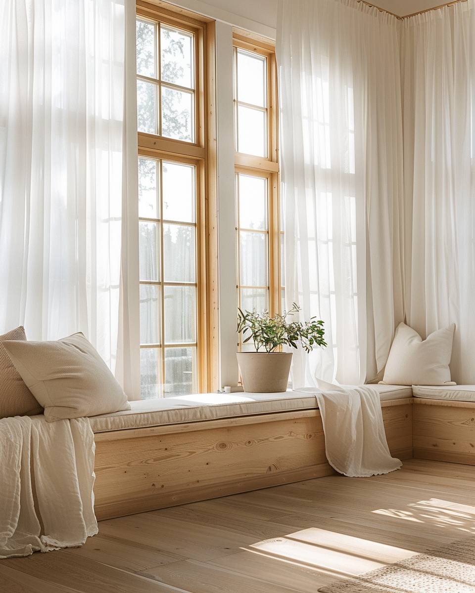 Einrichtungsideen mit hellem Holz- Gestalte Fensterbereiche hell und offen