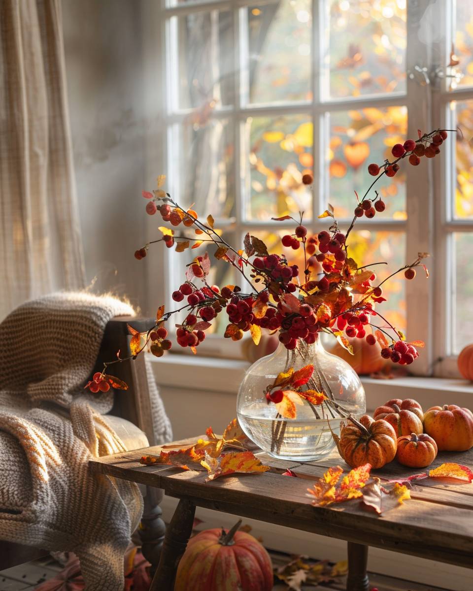 Herbstdeko-Ideen- Arrangiere Zieräpfel in einer Glasvase
