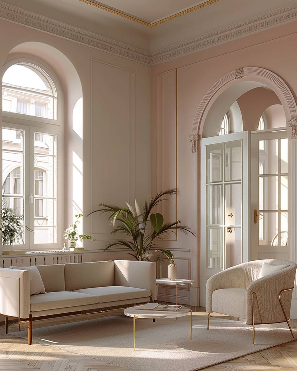 Ideen: Wandfarbe Rosa- Betone Architektur mit rosa Highlights