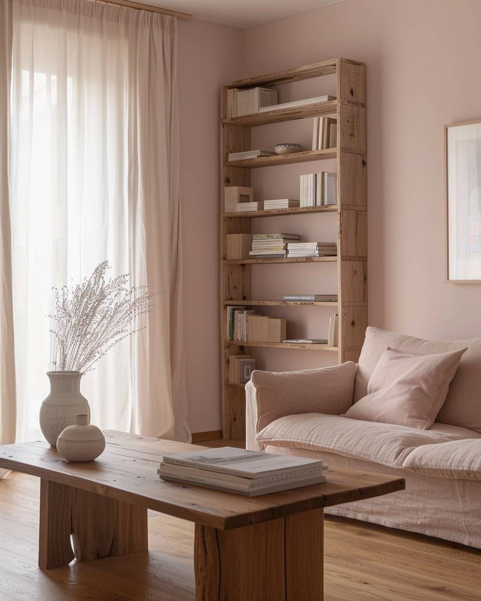 Ideen: Wandfarbe Rosa- Harmonisiere Rosa mit warmem Holz