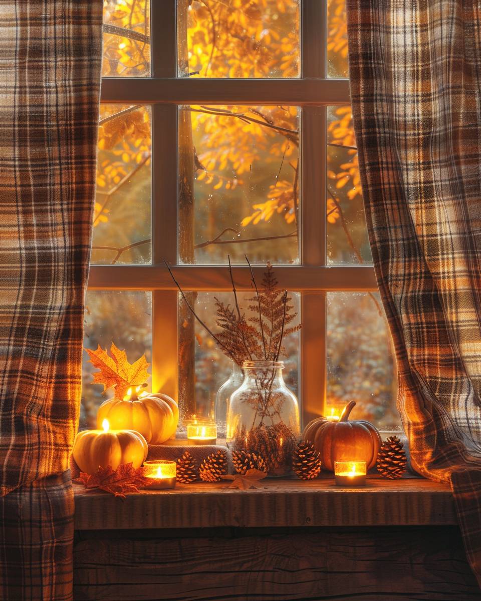 Ideen für Herbstdeko im Fenster- Beleuchte dein Fenster mit LED-Kerzen