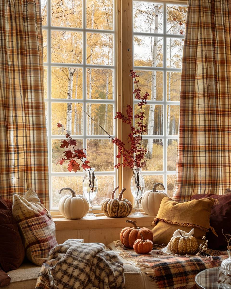 Ideen für Herbstdeko im Fenster- Kombiniere verschiedene Farbtöne der Saison