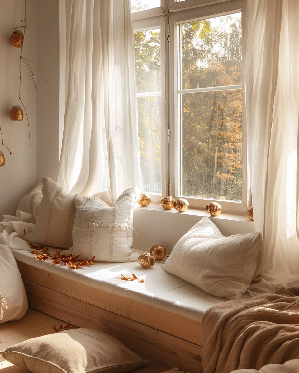 Ideen für Herbstdeko im Fenster- Male kleine Eicheln in Gold oder Kupfer an