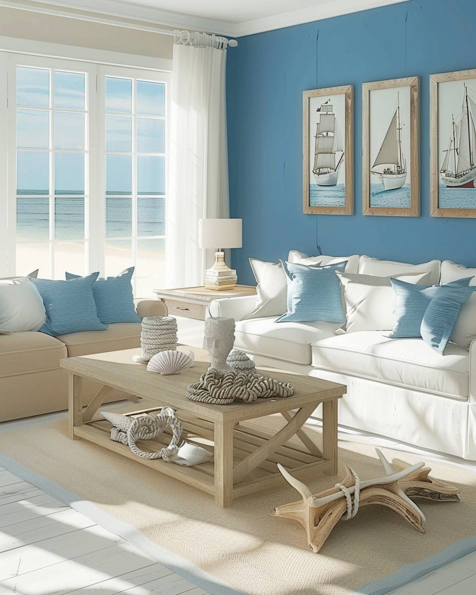 Ideen und Inspiration: Wandfarbe Blau- Integriere maritime Deko für Urlaubsflair
