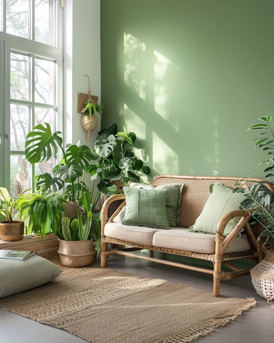 Ideen und Inspiration: Wandfarbe Grün- Ergänze Pflanzen für lebendige Wandharmonie