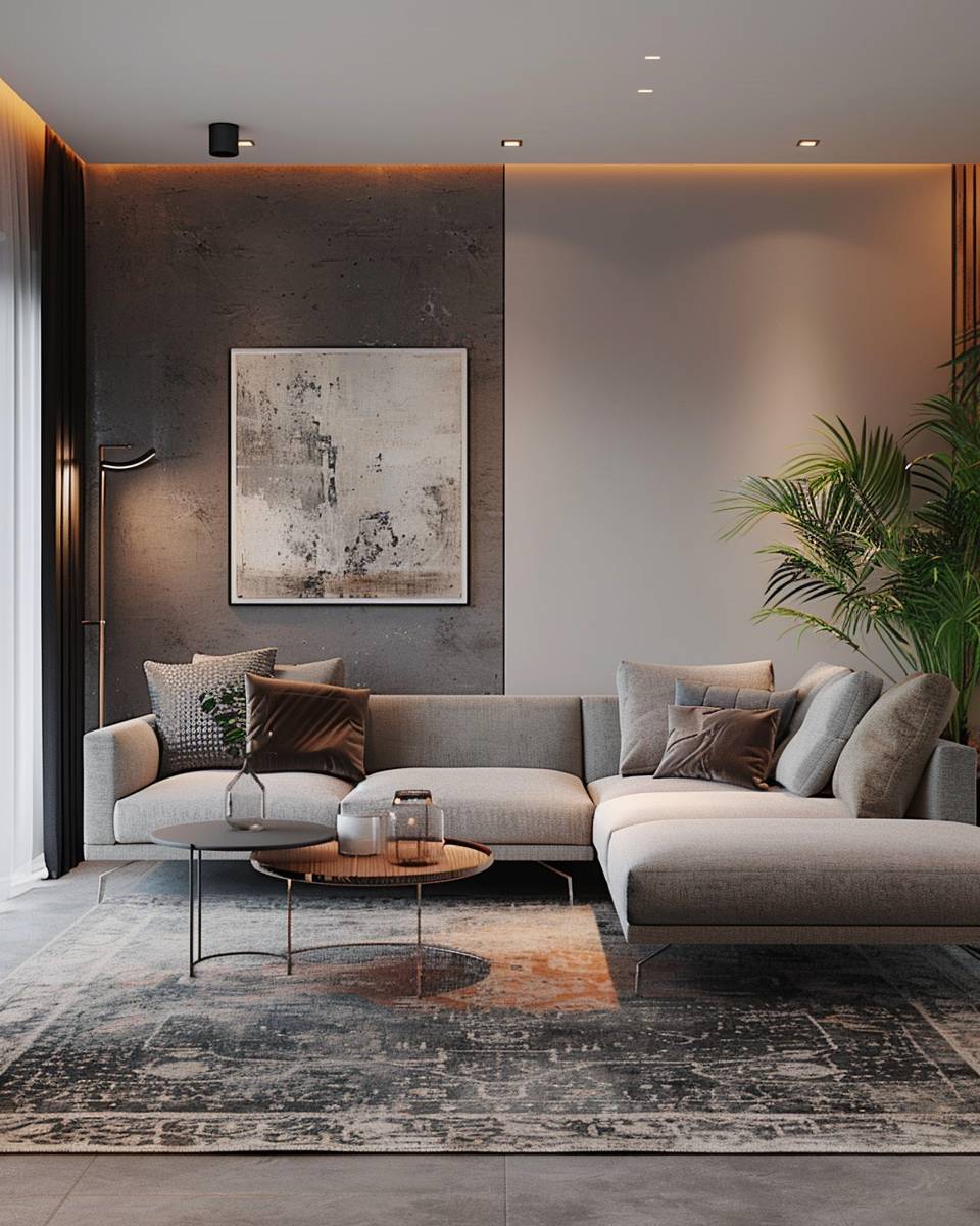 Ideen und Inspiration: Wandfarbe Grau- Betone Ecken mit dunklerem Grauton