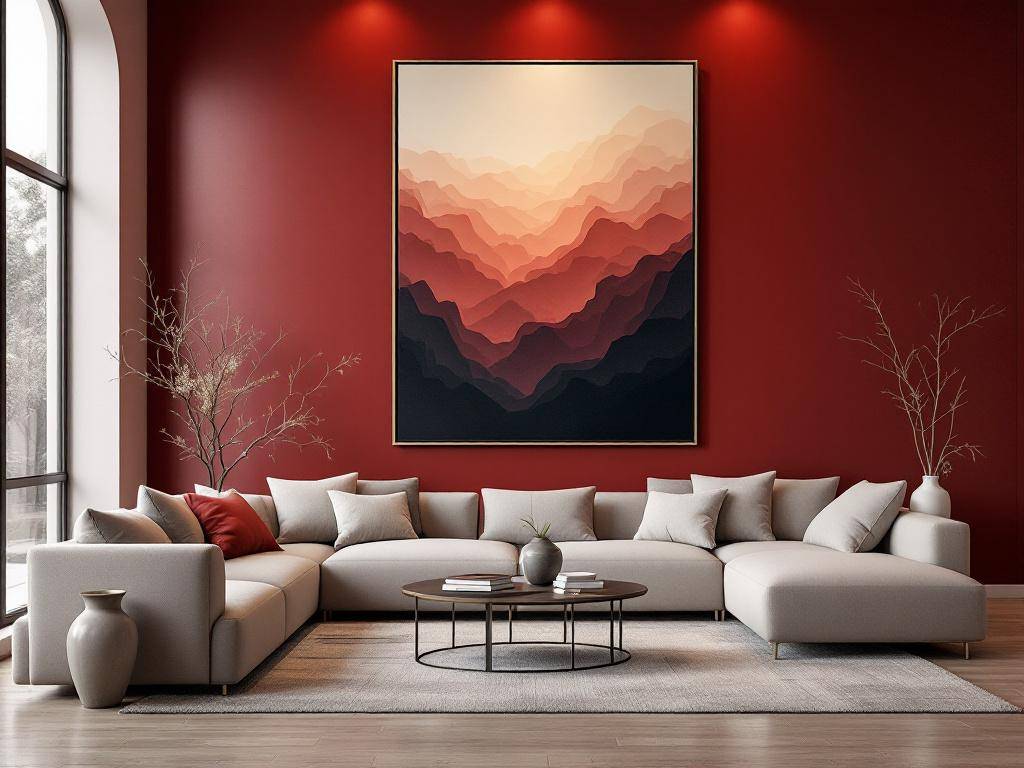 Ideen und Inspiration: Wandfarbe Rot- Hebe Kunstwerke auf rotem Hintergrund hervor