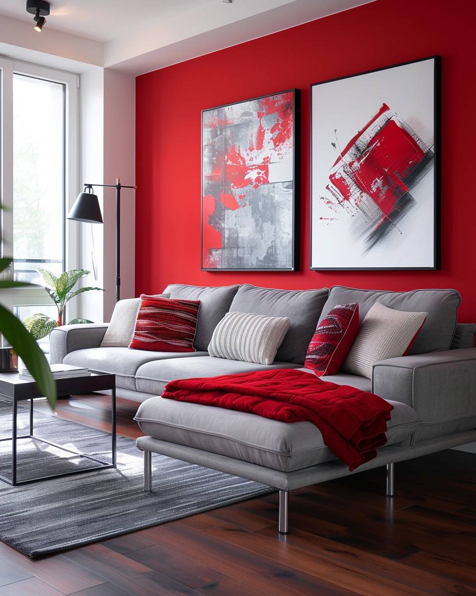 Ideen und Inspiration: Wandfarbe Rot- Mische Rot mit modernen Grautönen