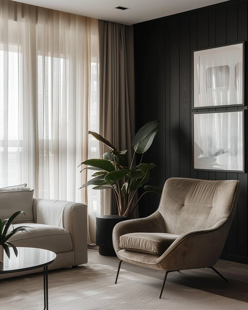 Ideen und Inspiration: Wandfarbe Schwarz- Nutze Schwarz als ruhige Hintergrundfarbe