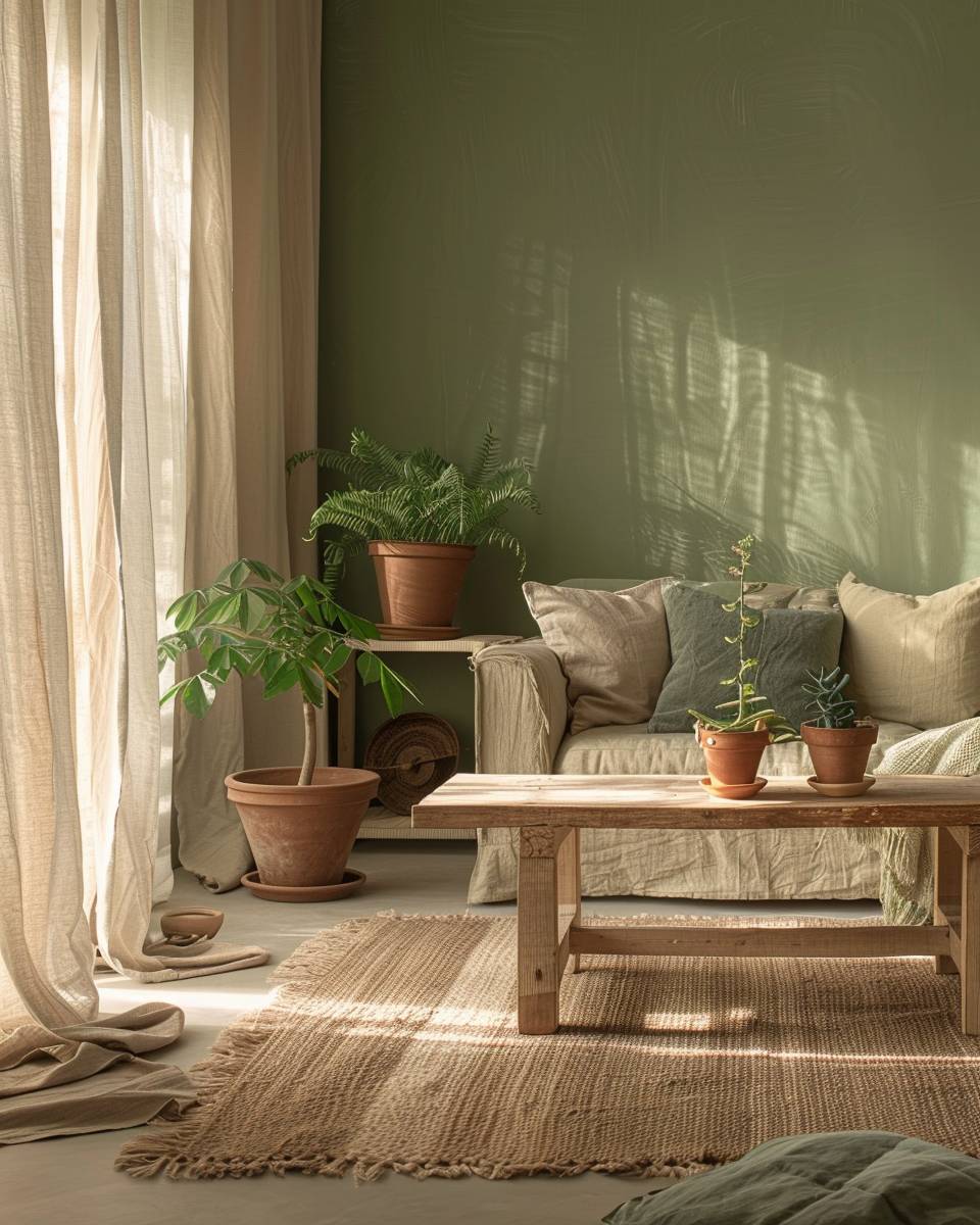 Inspiration: dekorieren mit Erdtönen-
Inszeniere Schattierungen von Moosgrün dezent