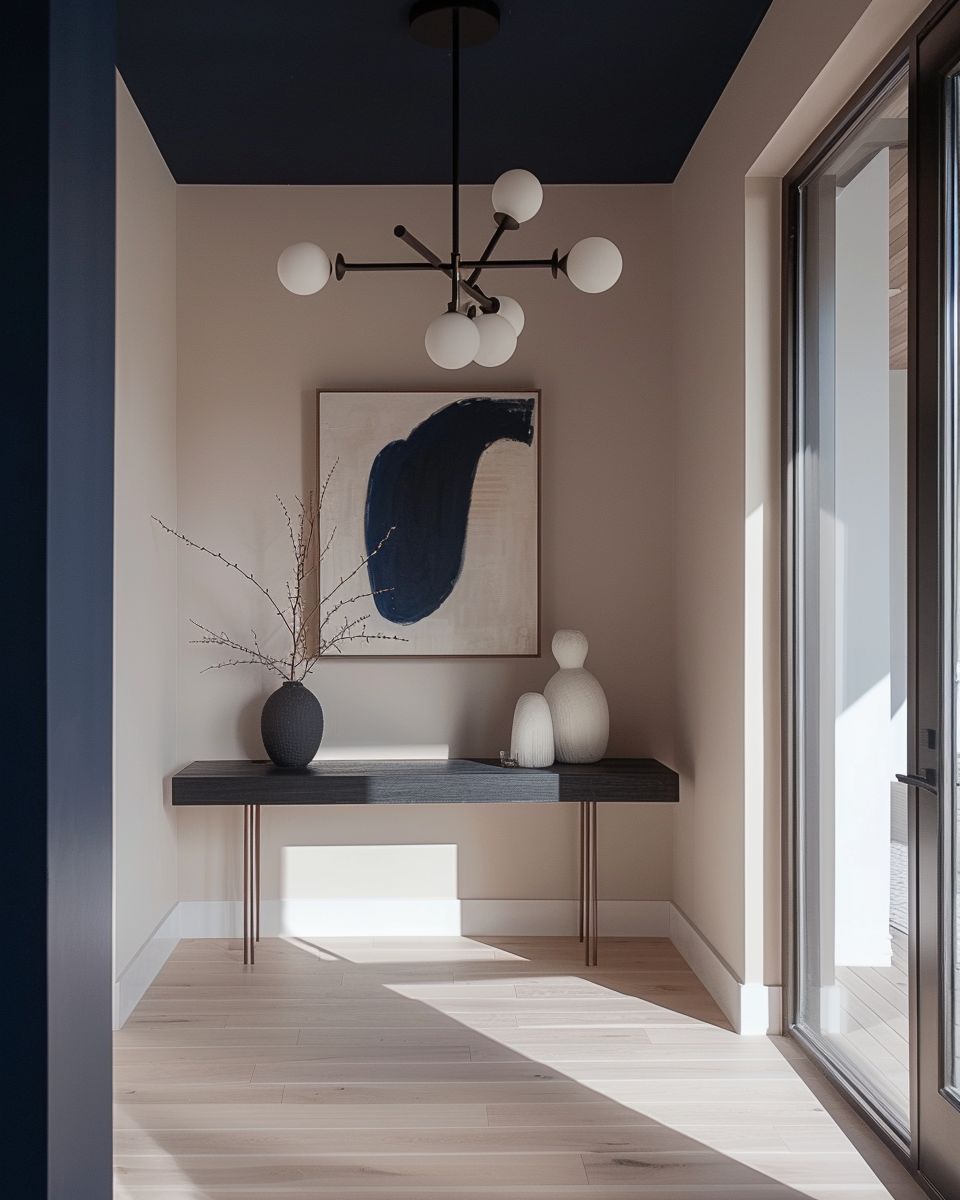 Inspiration für Designer-Flur einrichten- Betone die Decke mit interessanter Farbe