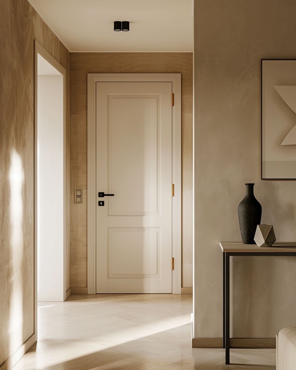 Inspiration für Designer-Flur einrichten- Schmücke die Tür mit einem Designgriff