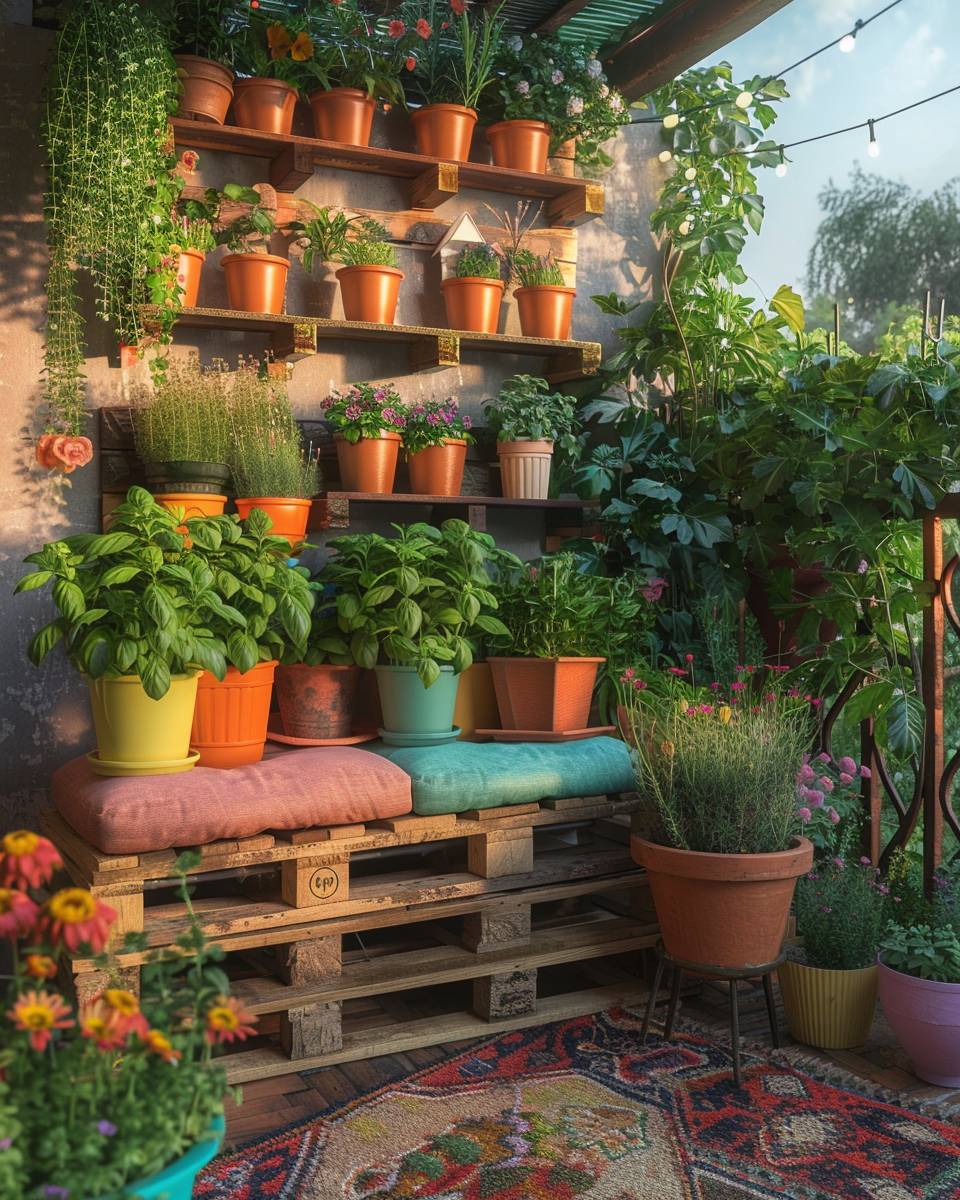 Palettenmöbel-Ideen: Garten und Balkon- Gestalte eine bunte Kräuterecke mit Paletten