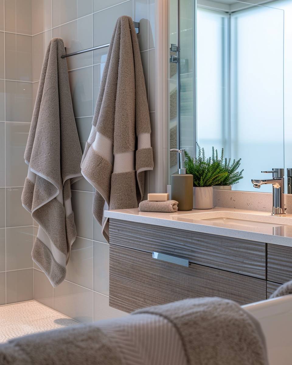 Tolle Ideen: Mit der Farbe Taupe einrichten- Style dein Bad mit taupefarbenen Handtüchern