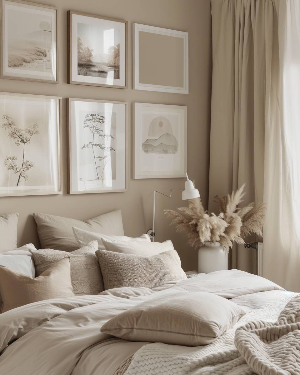 Bilderwand Schlafzimmer Ideen-Wähle beruhigende Farbtöne für Bilderrahmen