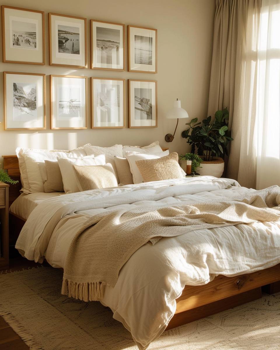 Bilderwand Schlafzimmer Ideen- Präsentiere Reisefotos für Traumstimmung