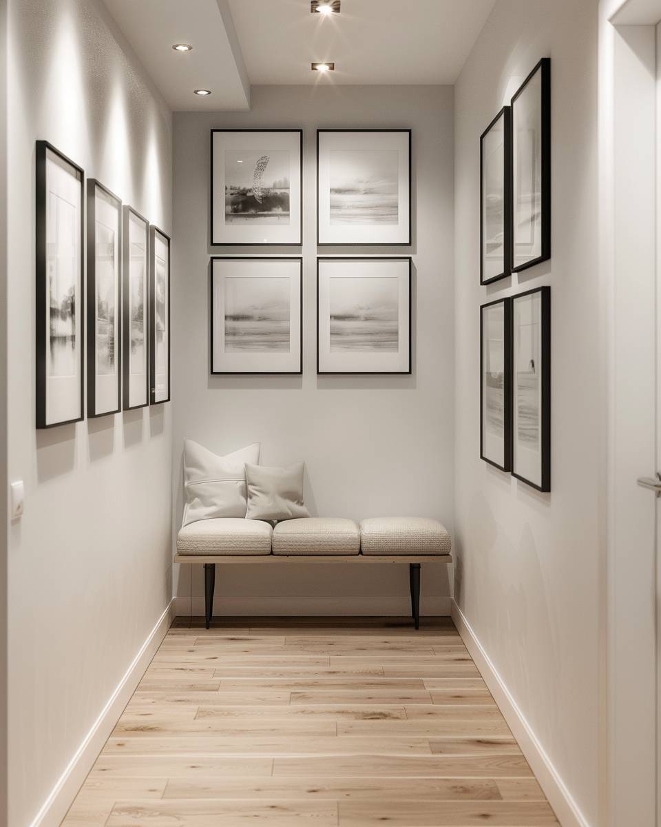 Bilderwand im Flur- Hänge Bilder symmetrisch für Ruhe aus