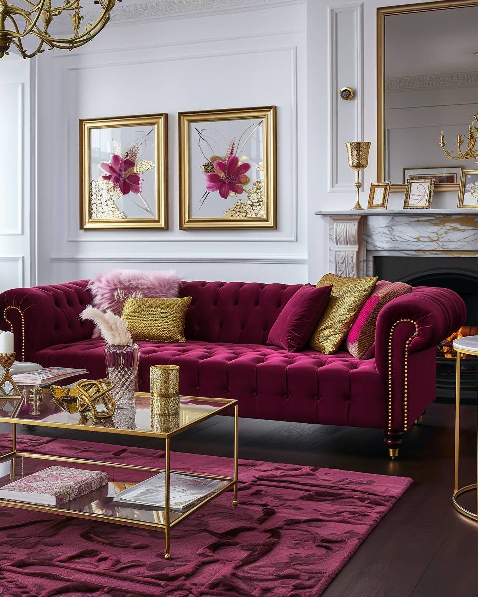 Einrichtungsideen mit der Farbe Magenta- Kombiniere Magenta mit Gold für Eleganz