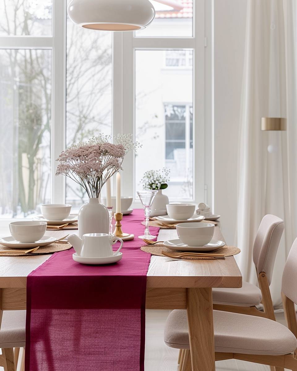 Einrichtungsideen mit der Farbe Magenta- Wähle Tischläufer in kräftigem Magenta