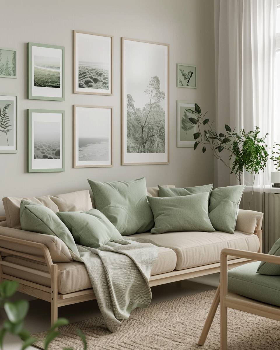 Einrichtungsideen mit der Farbe Mintgrün- Nutze mintgrüne Bilderrahmen als Highlights
