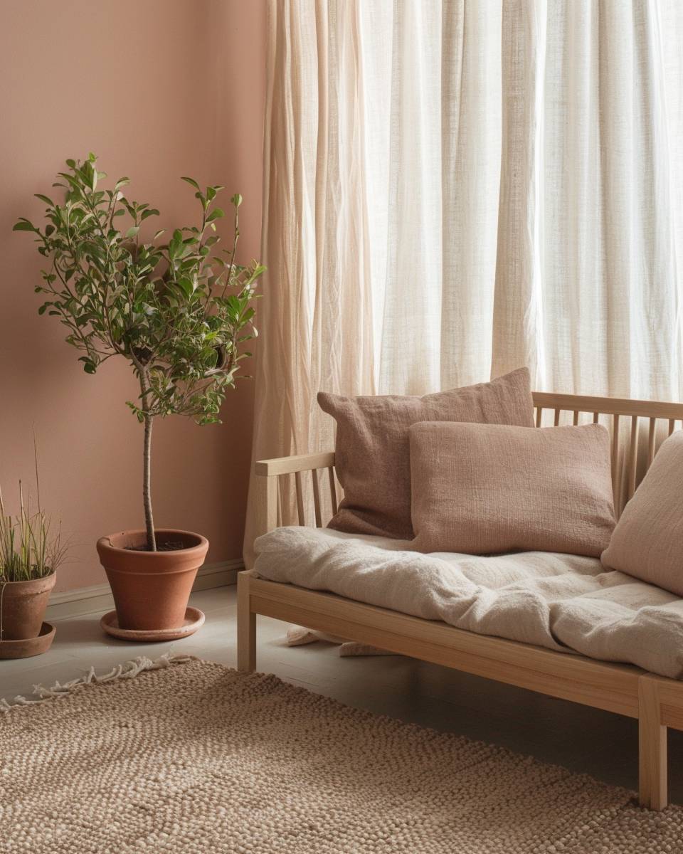 Farbtrends 2025- Harmonisiere Altrosa mit Naturholz-Elementen