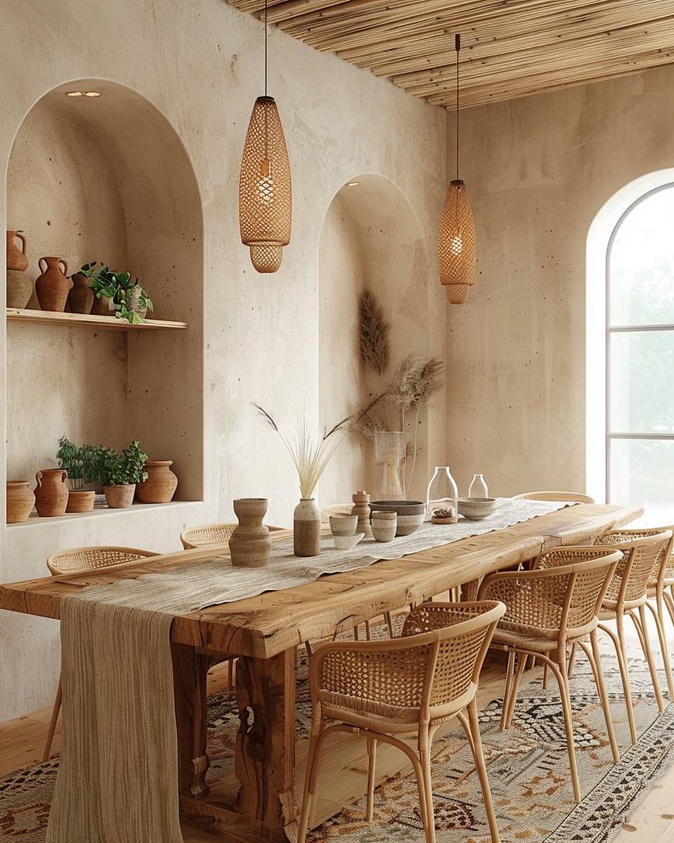 Ideen für Esszimmer im Boho-Stil- Bewahre Gemütlichkeit mit weichen Stuhlkissen