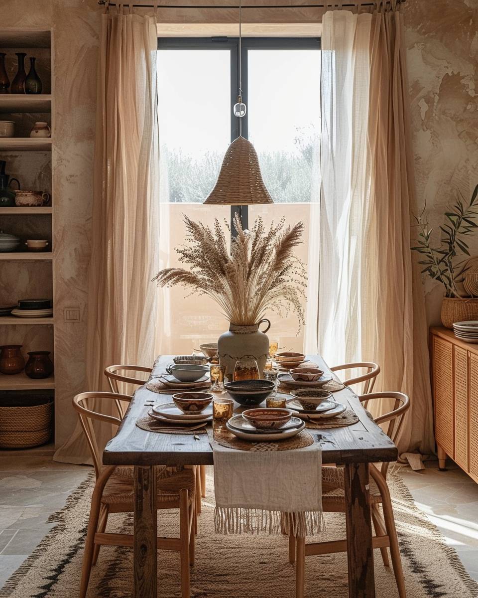 Ideen für Esszimmer im Boho-Stil- Finde Vintage-Geschirr für lässige Tischbilder
