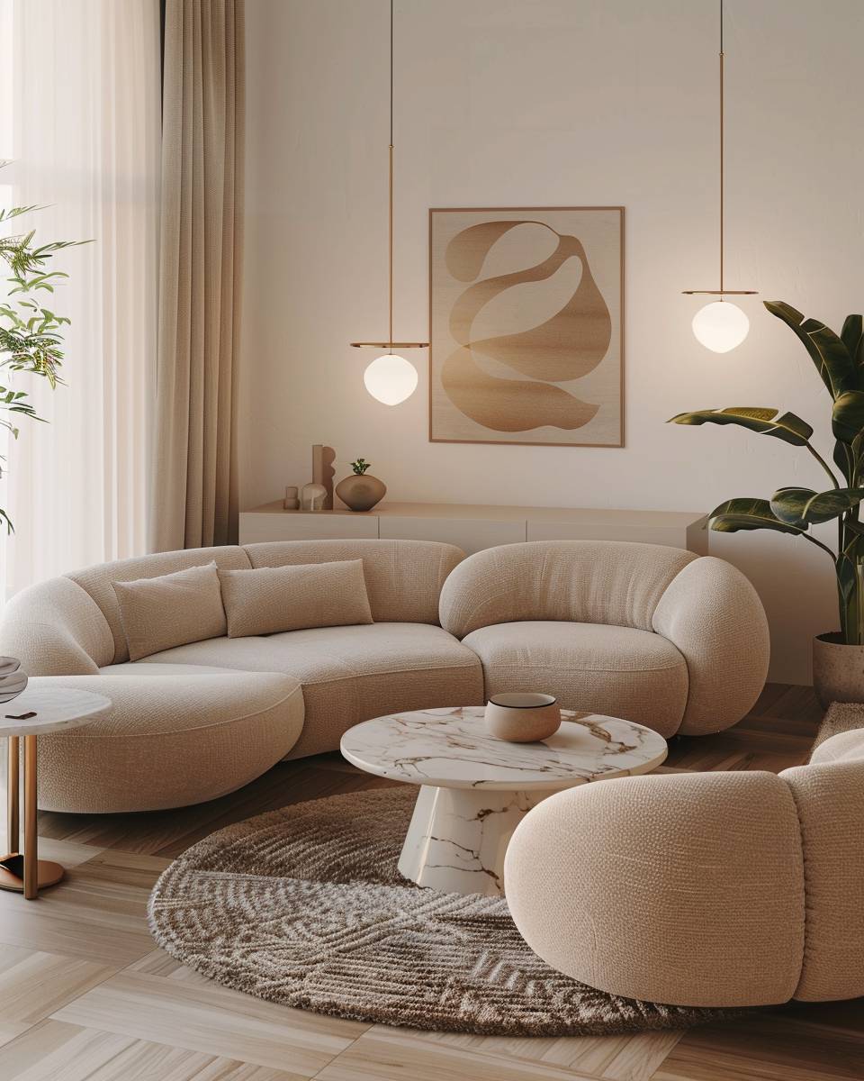 Inspiration: Curvy-Interior-Trend bei Möbeln-Setze auf runde Sofas im Wohnzimmer