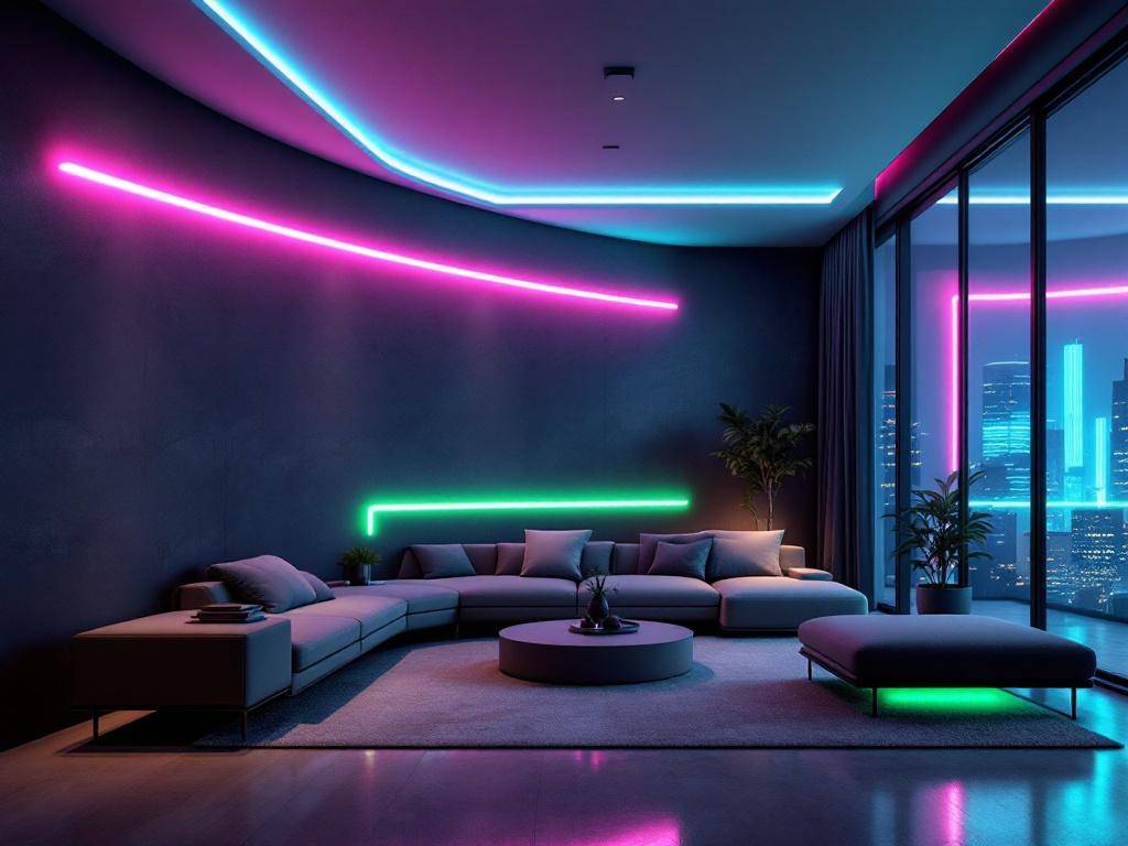 Inspiration: Einrichtung mit Neonfarben- Integriere leuchtende Farbstreifen an Wänden