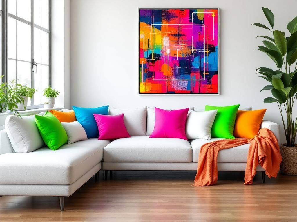 Inspiration: Einrichtung mit Neonfarben- Spiele mit kontrastreichen Neon-Kissen