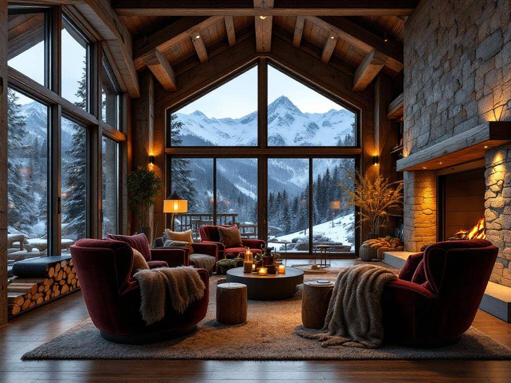 Luxus-Chalet-Stil- Ergänze rustikale Möbel mit edlen Stoffen