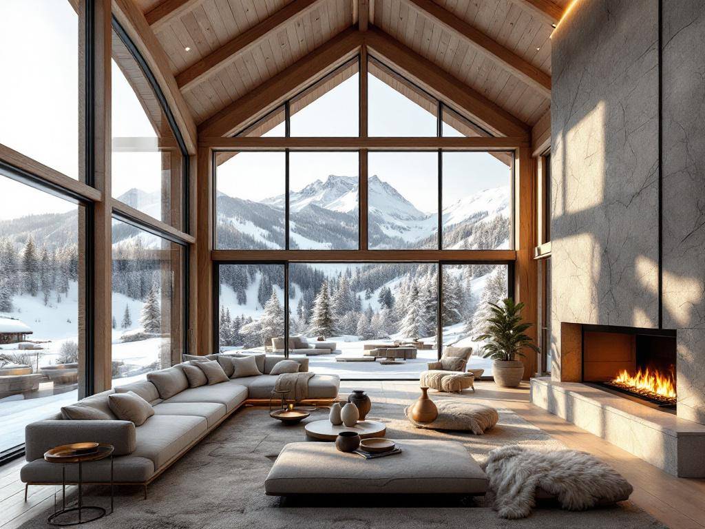 Luxus-Chalet-Stil- Erschaffe Kontraste mit Glas und Holz