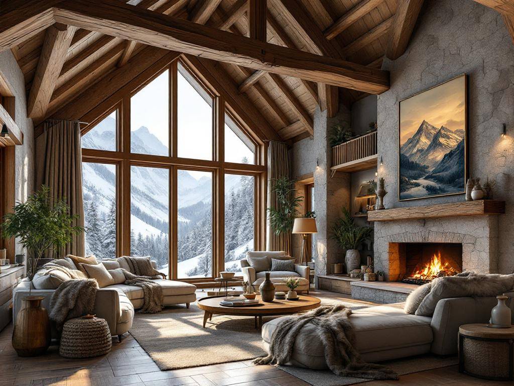 Luxus-Chalet-Stil- Hänge Kunst mit alpinem Bezug auf