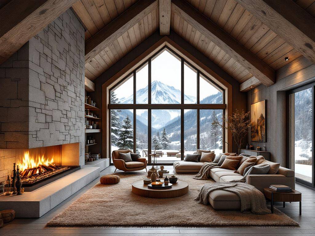 Luxus-Chalet-Stil- Integriere Naturstein in deine Kaminverkleidung