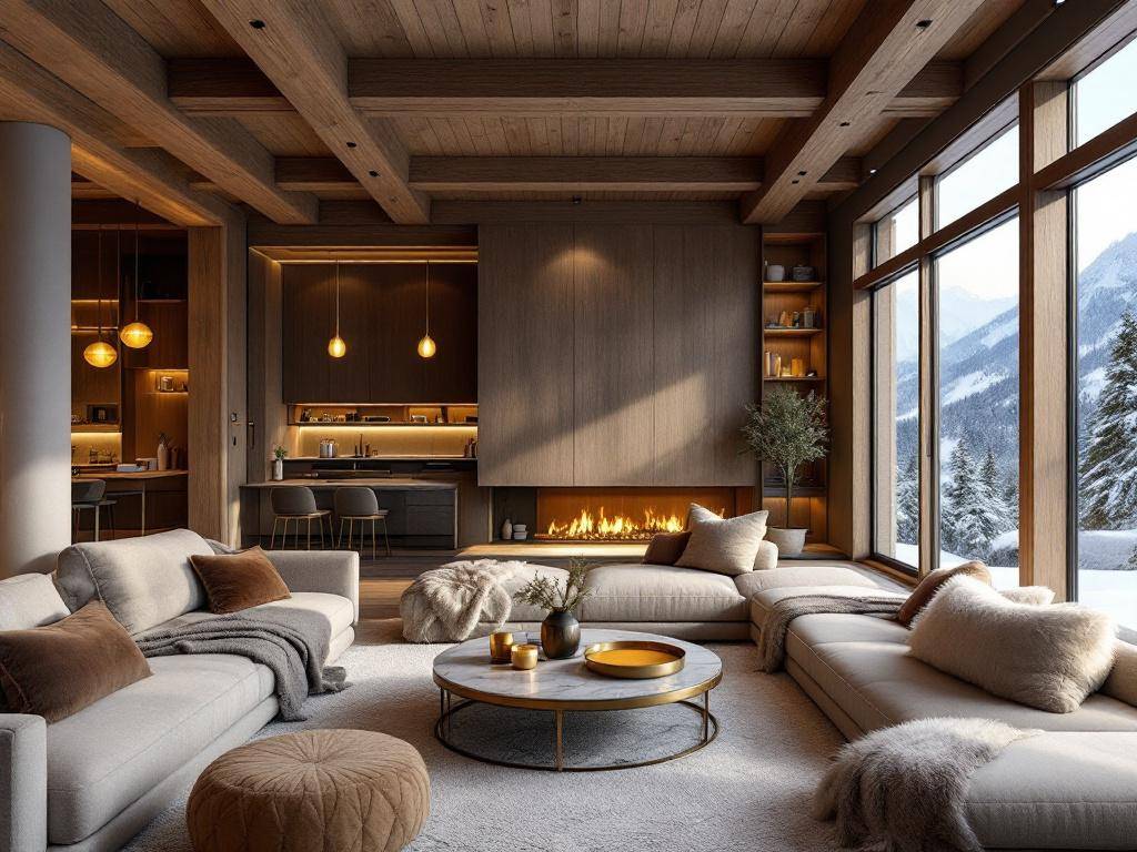 Luxus-Chalet-Stil- Schmücke mit eleganten Metallakzenten