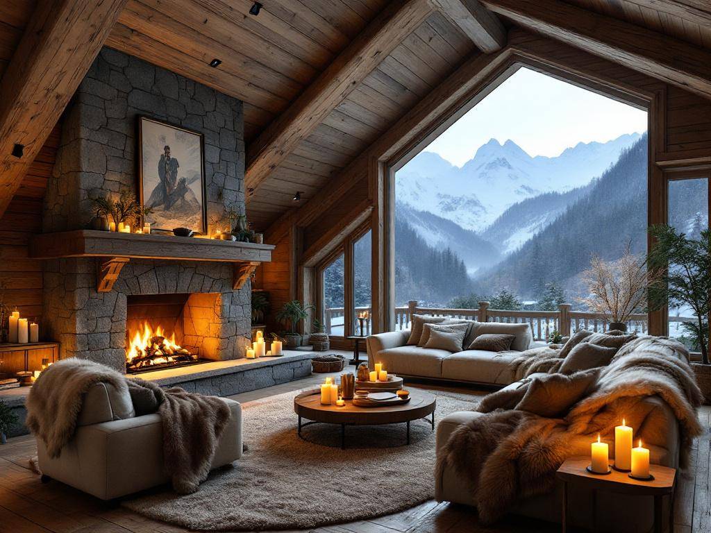 Luxus-Chalet-Stil- Stelle duftende Naturkerzen dezent auf