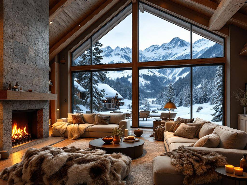 Luxus-Chalet-Stil- Wähle große Fenster für Panoramablicke