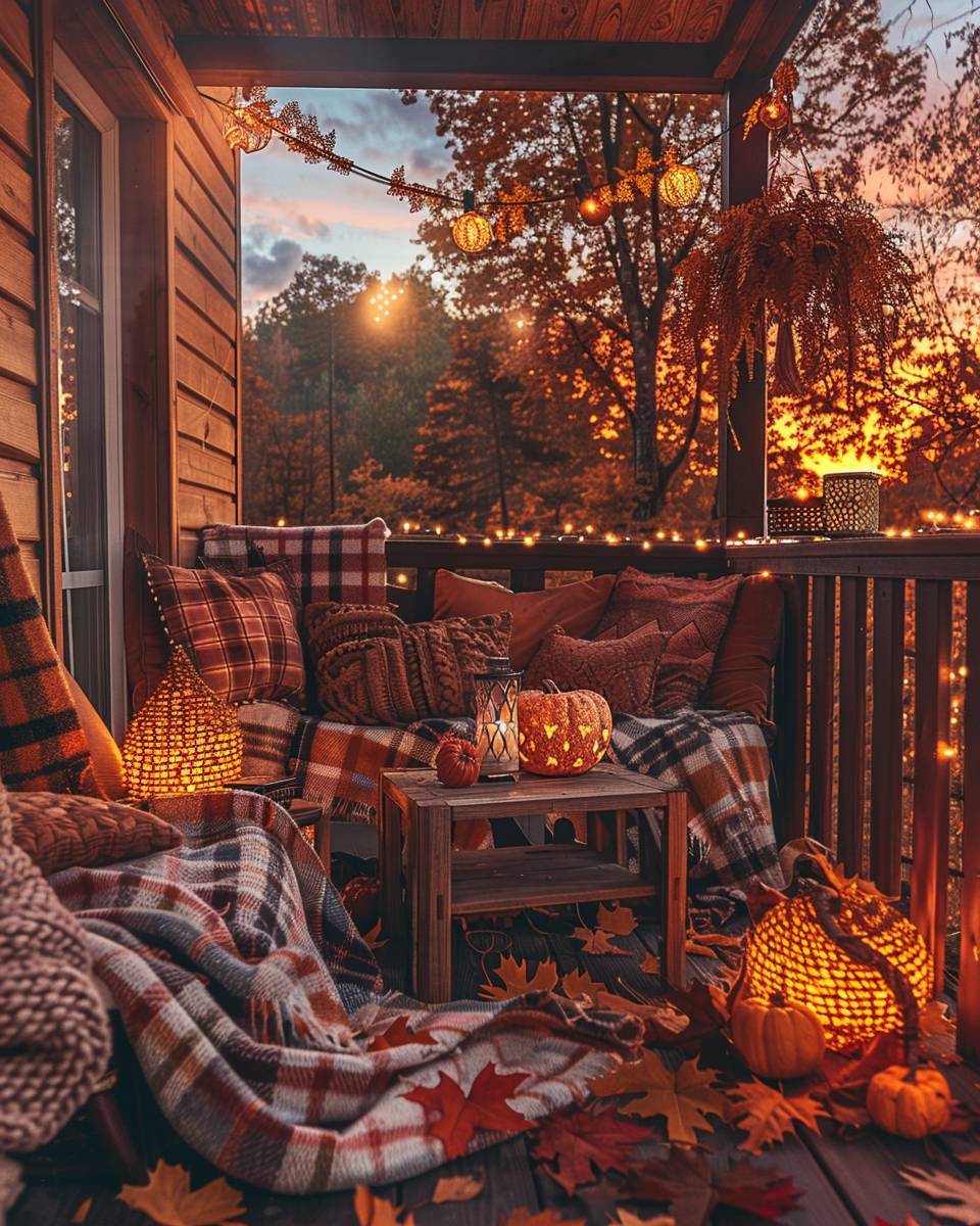 Neue Herbstdeko-Trends 2025- Dekoriere deinen Balkon mit Laternen und Decken