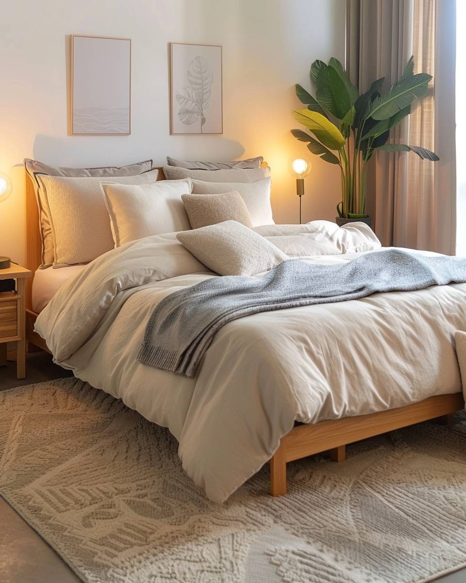 Teppich-Ideen für das Schlafzimmer- Harmonisiere Farben von Teppich und Deko