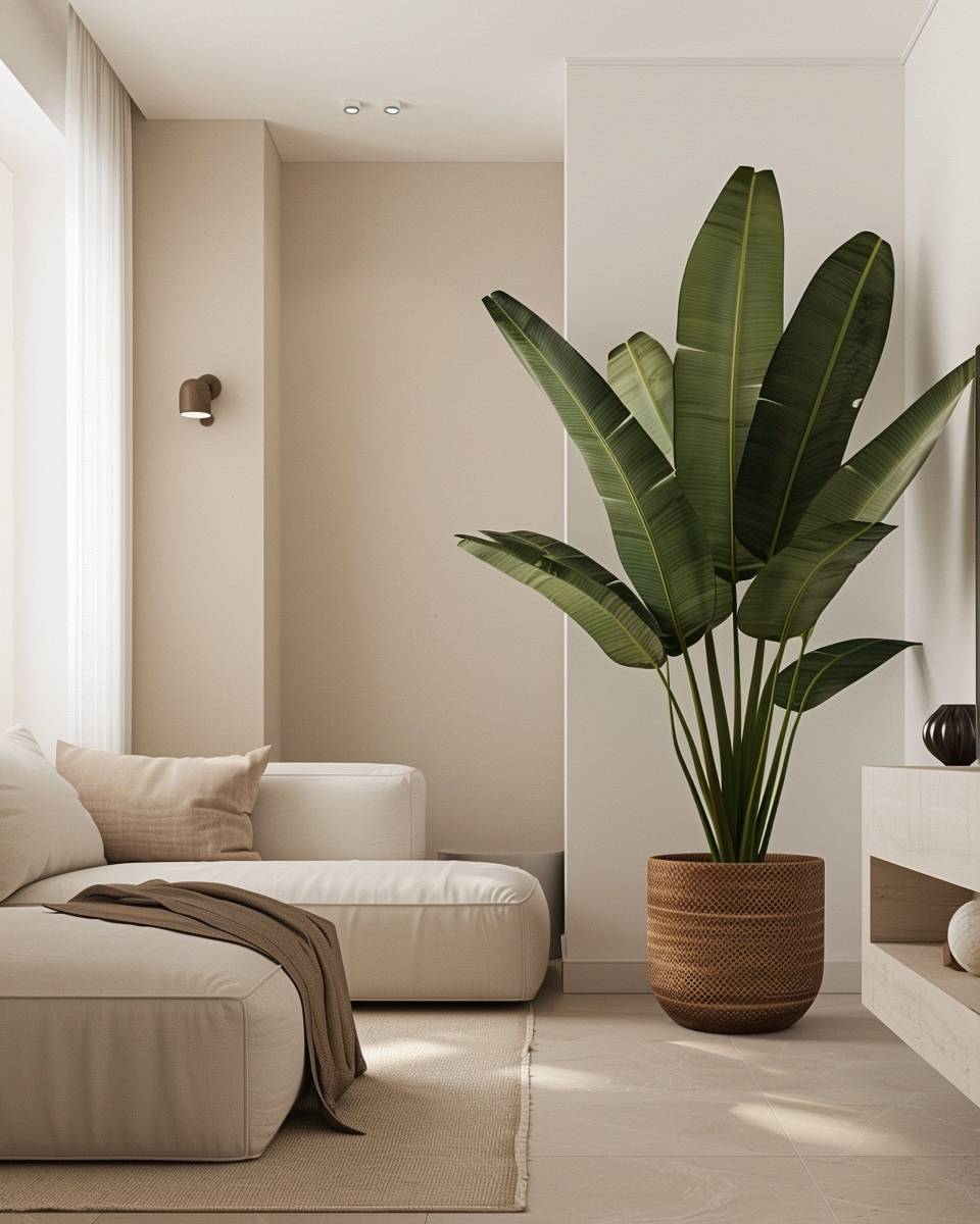 Einrichtungstipps für schmale Räume- Dekoriere mit einer großen Statement-Pflanze